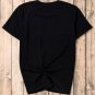 Black Rhinestone Bowknot Graphic Crewneck T Shirt
