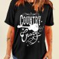 Black Country Music Crazy Print Crew Neck T Shirt