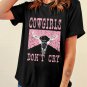 Black COWGIRL DONT CRY Steer Head Print Short Sleeve Top