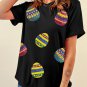 Black Shimmer Easter Eggs Print T Shirt