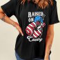 Black Raised On Country USA Flag Guitar Graphic Tee