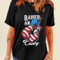 Black Raised On Country USA Flag Guitar Graphic Tee