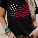 Black American Flag Graphic Crew Neck T Shirt