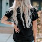 Black American Flag Graphic Crew Neck T Shirt