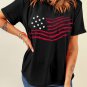 Black American Flag Graphic Crew Neck T Shirt