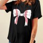 Black Baseball Bowknot Graphic Casual Tee