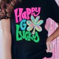 Black Happy GO Lucky Clover Print Crew Neck T Shirt