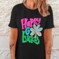 Black Happy GO Lucky Clover Print Crew Neck T Shirt