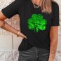 Black Sequin Clover Embroidered Round Neck Graphic Tee