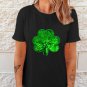 Black Sequin Clover Embroidered Round Neck Graphic Tee