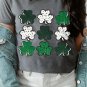 Gray Dotted Clovers Print Round Neck T Shirt