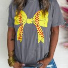 Baseball Bowknot Graphic Casual Tee