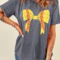 Baseball Bowknot Graphic Casual Tee