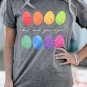 Gray Easter Eggs Print Crew Neck T Shirt