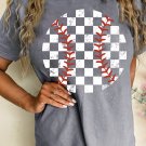 Gray Vintage Checkered Baseball Graphic Tee
