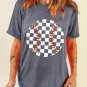 Gray Vintage Checkered Baseball Graphic Tee