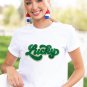 White St. Patrick Lucky Chenille Glitter Patched Graphic T Shirt