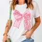 White Leopard Bow Graphic Mothers Day Fashion T Shirt