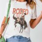 White RODEO Cowboy Graphic Crewneck T Shirt
