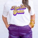 White Mardi Gras Sequin Graphic T Shirt