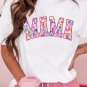 White MAMA Leopard Embroidered Crew Neck Graphic Tee