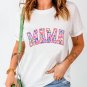 White MAMA Leopard Embroidered Crew Neck Graphic Tee