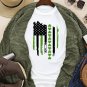 White St. Patricks Clover American Flag Print Crewneck Tee