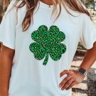 White Leopard Four Leaf Clover Graphic Tee