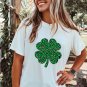 White Leopard Four Leaf Clover Graphic Tee