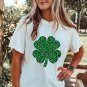 White Leopard Four Leaf Clover Graphic Tee