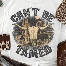 White Cant Be Tamed Western Steer Head Crew Neck T Shirt
