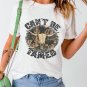 White Cant Be Tamed Western Steer Head Crew Neck T Shirt