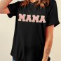 Black MAMA Chenille Graphic Tee