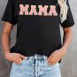 Black MAMA Chenille Graphic Tee