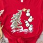 Red Christmas Tree Snowman Printed Crewneck T Shirt