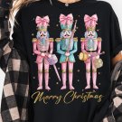 Black Nutcracker Merry Christmas Printed Crewneck T Shirt