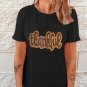 Black Sequined Thankful Round Neck Graphic Tee