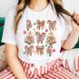 White Christmas Tree Bow Knot Print Round Neck T Shirt