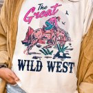White The Great WILD WEST Rodeo Graphic Crew Neck T Shirt