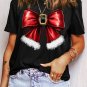 Black Christmas Big Bowknot Graphic Crewneck T Shirt
