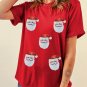 Red Faux Sequin Christmas Claus Pattern Crewneck T Shirt