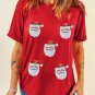 Red Faux Sequin Christmas Claus Pattern Crewneck T Shirt