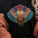 Black Glitter Turkey Heat Transfer Printing Thanksgiving T Shirt