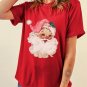 Red Christmas Santa Claus Print Crew Neck T Shirt
