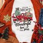 White Christmas Pattern Slogan Print Crew Neck T Shirt