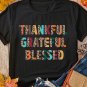Black Thankful Grateful Blessed Leopard Print Crewneck T Shirt
