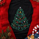 Black Rhinestone Christmas Tree Round Neck Graphic Tee