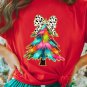 Red Bow Decor Christmas Tree Graphic Holiday T Shirt