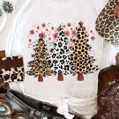 White Leopard Christmas Tree Graphic Crewneck Tee
