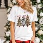 White Leopard Christmas Tree Graphic Crewneck Tee
